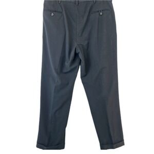 Lands' End Dress Pants Mens 38 Black Tailored Fit Wool Blend Flat Front Classic‎